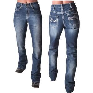 Cowgirl Tuff Edgy Jeans Barbed Wire JEDGY J Low Rise Bootcut 26x35